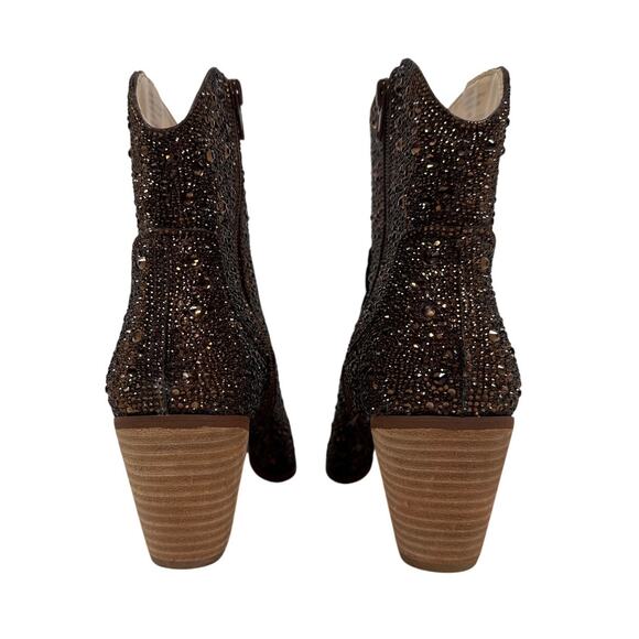 Betsey Johnson Western Boots Diva Womens 8 Shiny Brown Rhinestones Pointed Toe - Picture 5 of 13